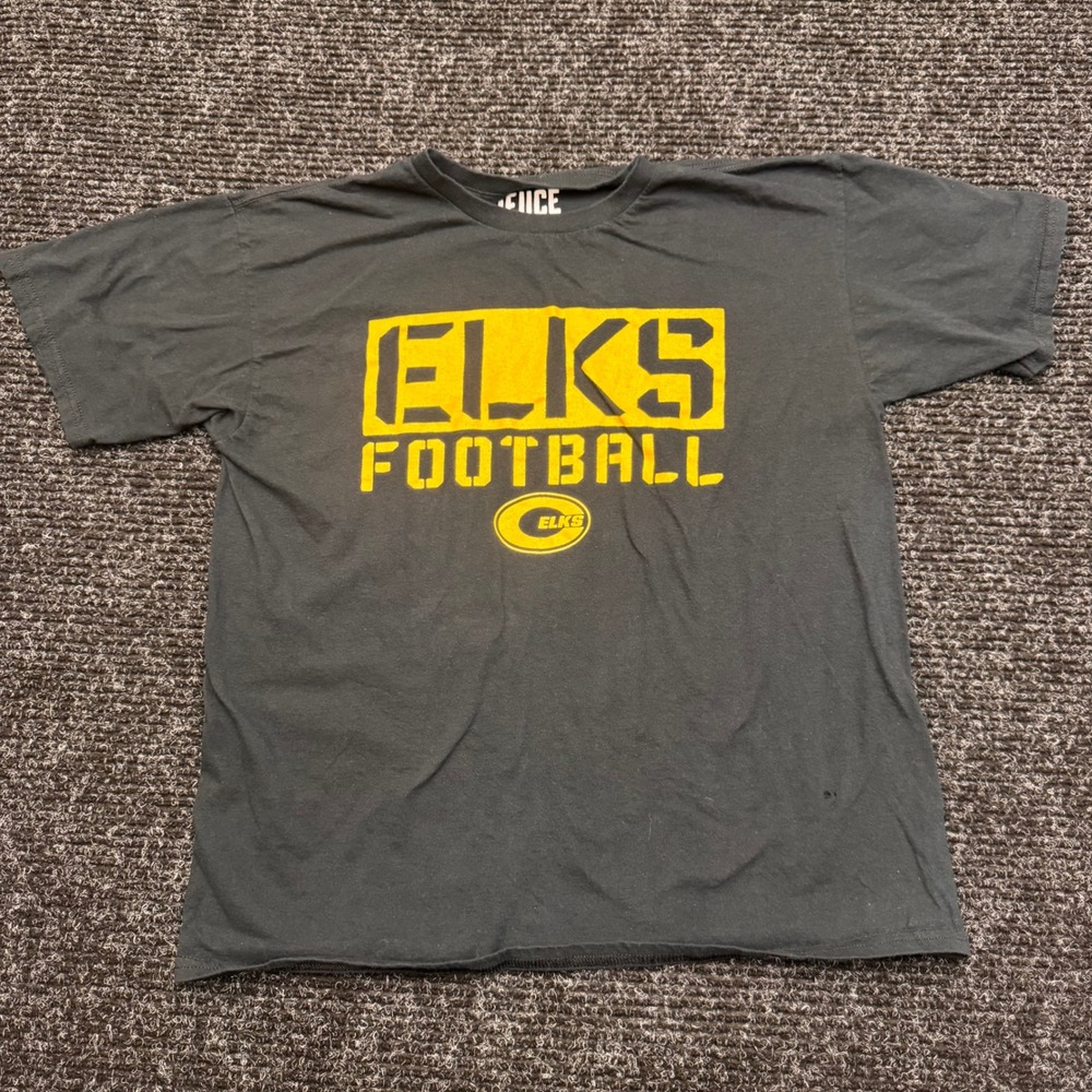 Deuce Elks Football Graphic T-Shirt Youth XL Black Short Sleeve Cotton Tee